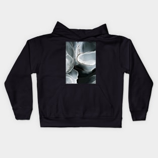 Black, White and Gold Ripples, Abstract shapes and lines, Alcohol Inks Kids Hoodie